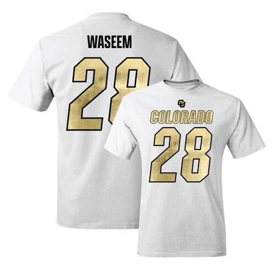 White Football Shirsey Comfort Colors Tee 9 Youth Small / Asaad Waseem | #28