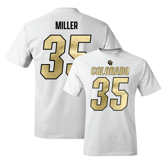 White Football Shirsey Comfort Colors Tee 6 Youth Small / Brandon Miller | #35
