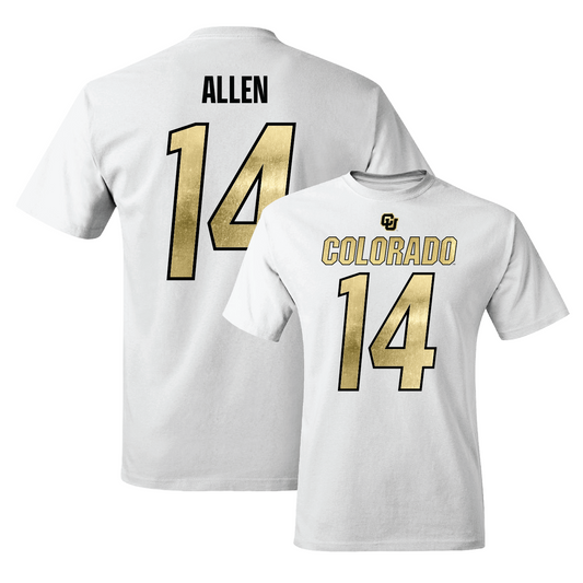 White Football Shirsey Comfort Colors Tee Youth Small / Colton Allen | #14