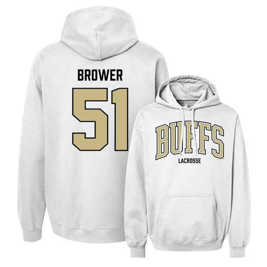 White Women's Lacrosse Arch Hoodie - Caitlan Brower Youth Small