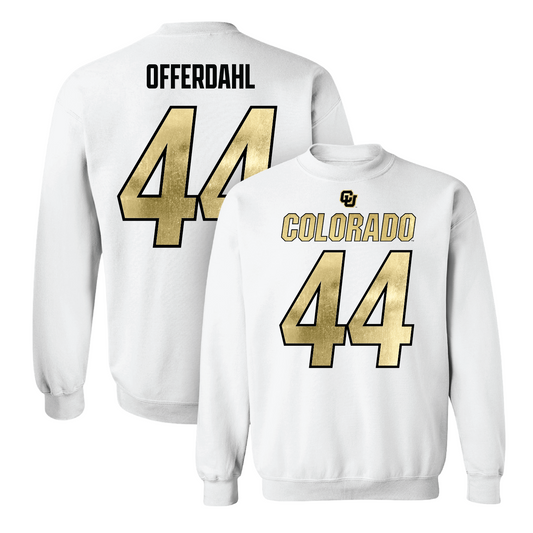White Football Shirsey Crew 6 Youth Small / Charlie Offerdahl | #44