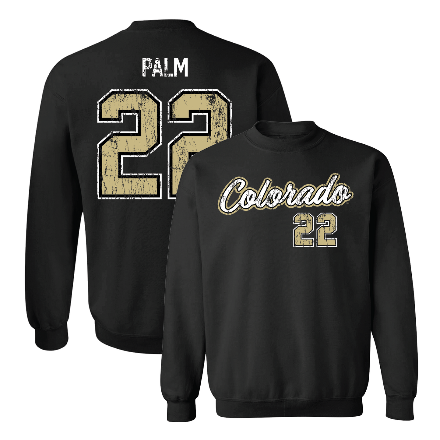 Black Women's Lacrosse Script Crew - Cooper Palm Youth Small