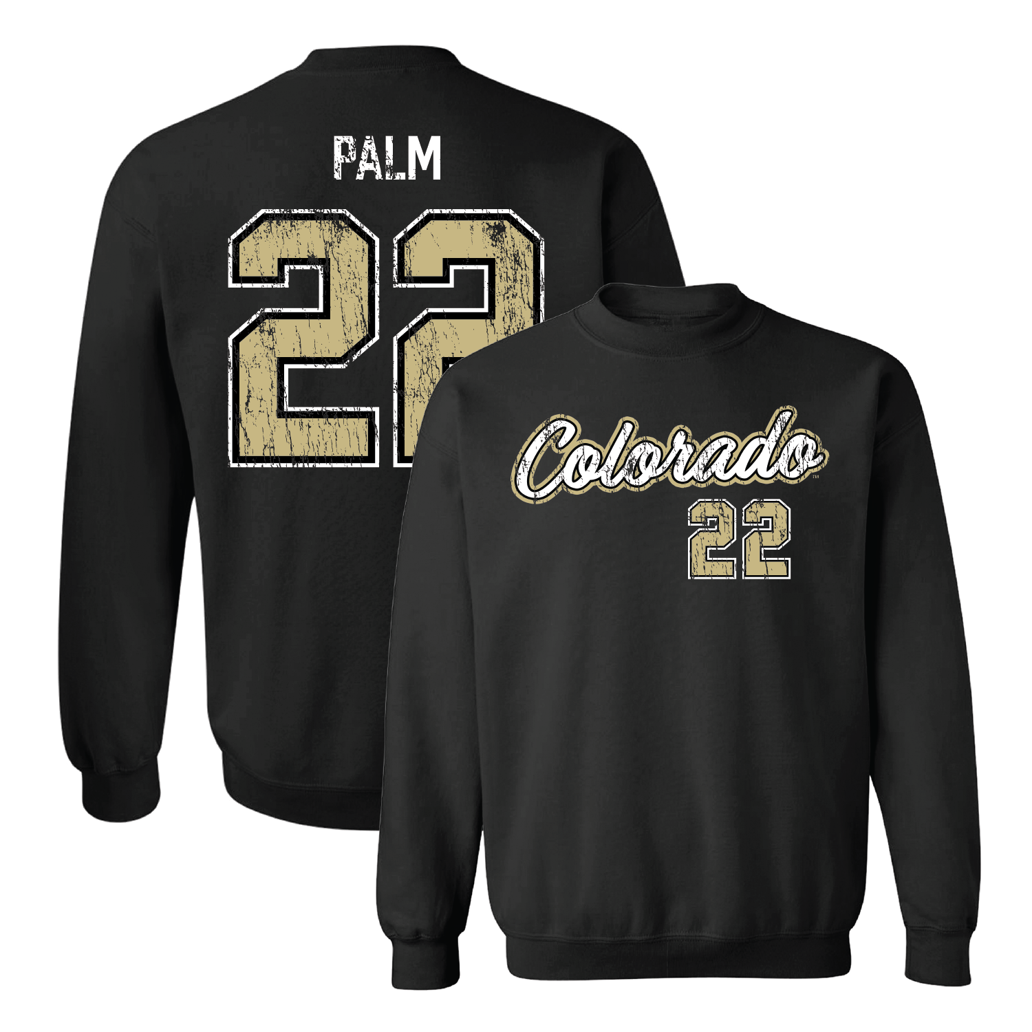 Black Women's Lacrosse Script Crew - Cooper Palm Youth Small