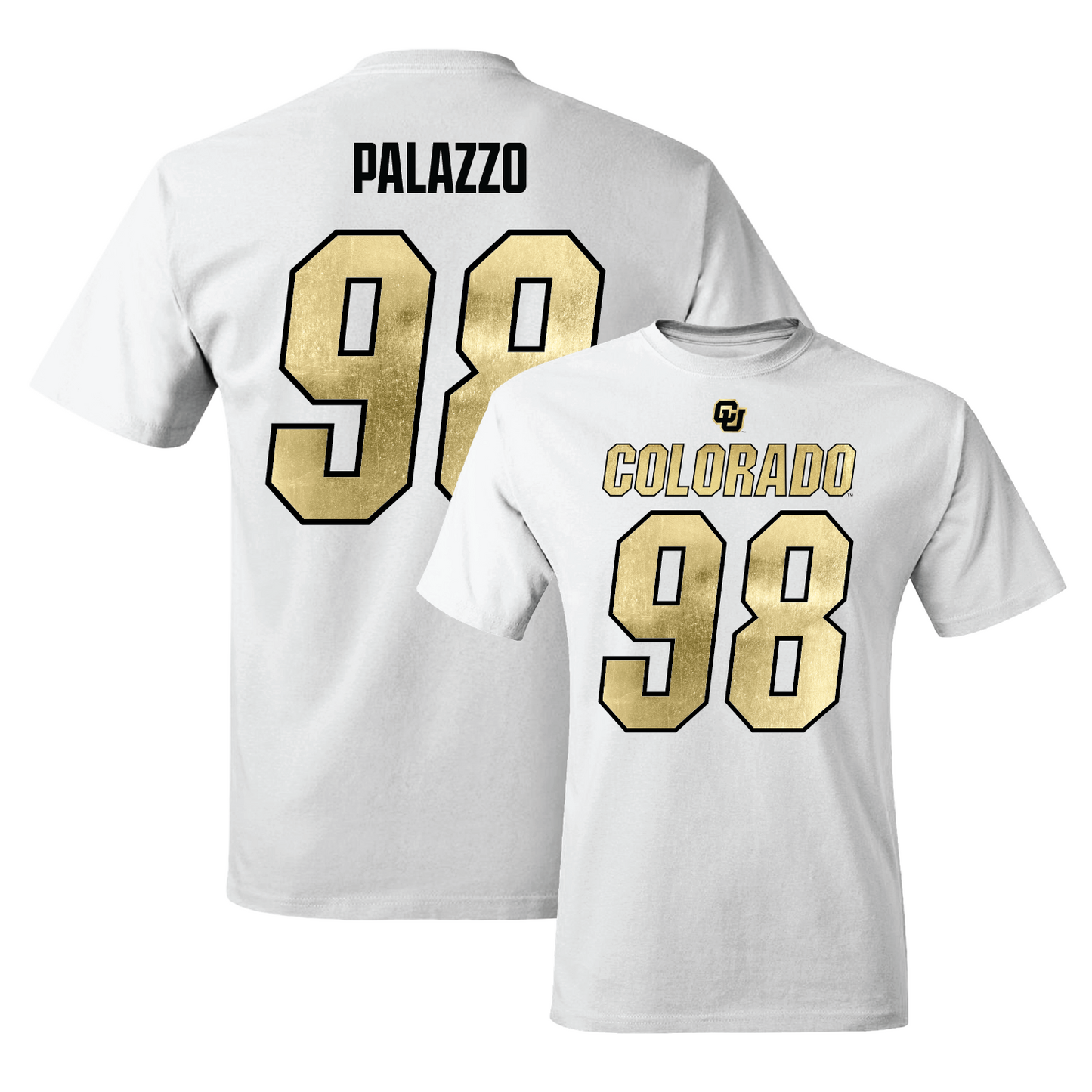 White Football Shirsey Comfort Colors Tee 7 Youth Small / Cristiano Palazzo | #98