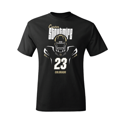 Black Football Silhouette Tee Youth Small / Carter Stoutmire | #23
