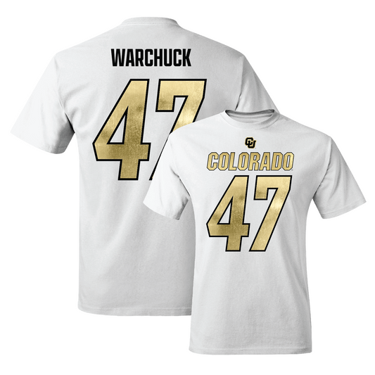 White Football Shirsey Comfort Colors Tee 9 Youth Small / Cameron Warchuck | #47