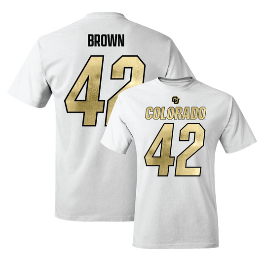White Football Shirsey Comfort Colors Tee Youth Small / Jeremiah Brown | #42