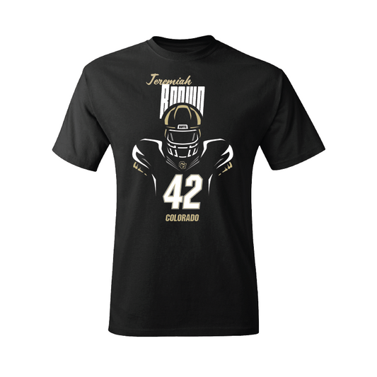 Black Football Silhouette Tee Youth Small / Jeremiah Brown | #42