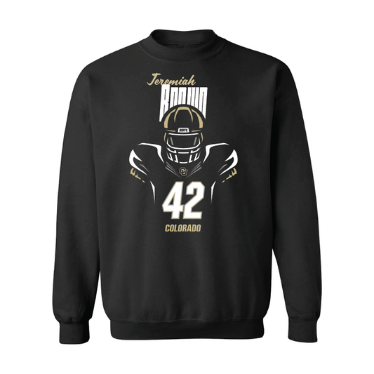Black Football Silhouette Crew Youth Small / Jeremiah Brown | #42