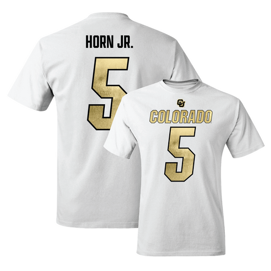 White Football Shirsey Comfort Colors Tee 4 Youth Small / Jimmy Horn Jr. | #5