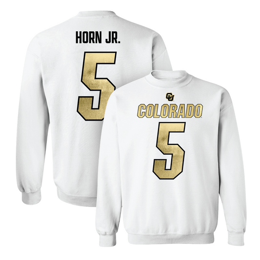 White Football Shirsey Crew 4 Youth Small / Jimmy Horn Jr. | #5