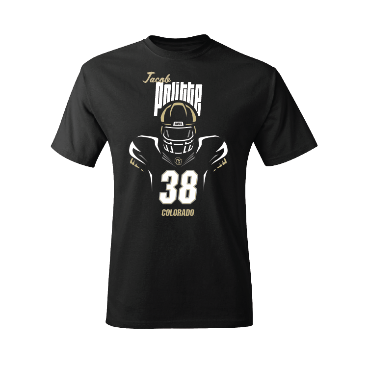 Black Football Silhouette Tee Youth Small / Jacob Politte | #38
