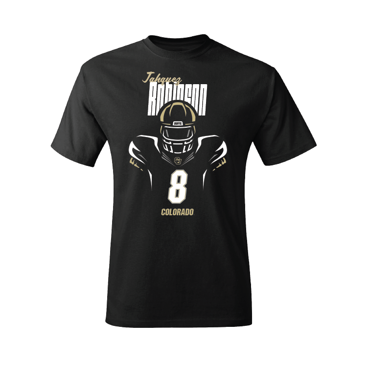 Black Football Silhouette Tee Youth Small / Jahquez Robinson | #8