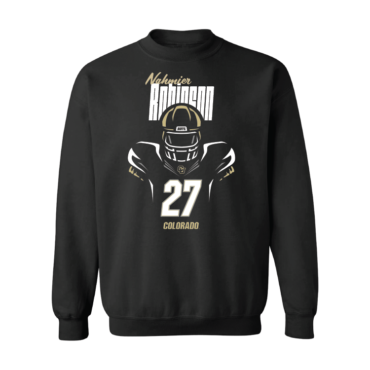 Black Football Silhouette Crew Youth Small / Jahquez Robinson | #8
