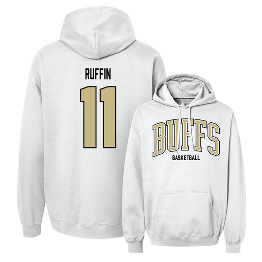 White Men's Basketball Arch Hoodie Youth Small / Javon Ruffin | #11