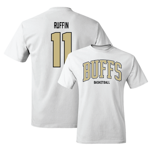 White Men's Basketball Arch Tee Youth Small / Javon Ruffin | #11