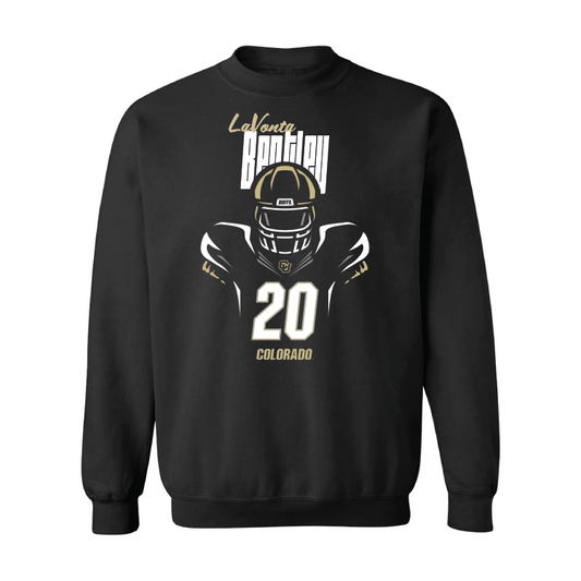 Black Football Silhouette Crew Youth Small / LaVonta Bentley | #20