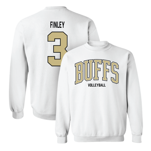 White Women's Volleyball Arch Crew Youth Small / Rian Finley | #3