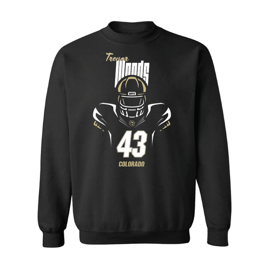 Black Football Silhouette Crew Youth Small / Trevor Woods | #43