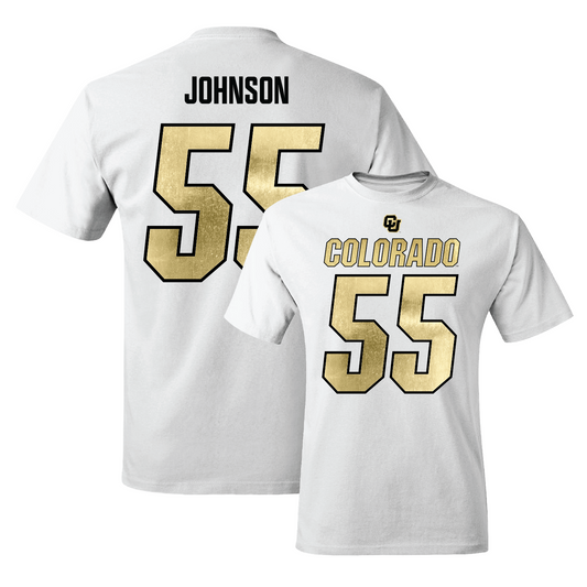 White Football Shirsey Comfort Colors Tee 4 Youth Small / Victory Johnson | #57