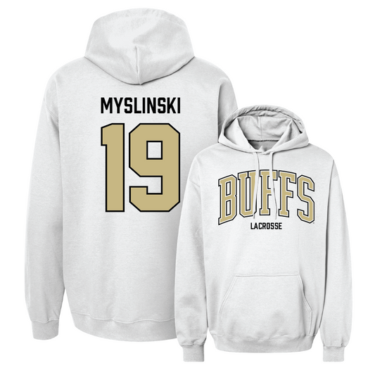 Women's Lacrosse White Arch Hoodie  - Natalie Myslinski