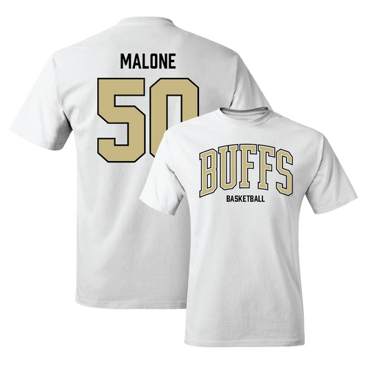 Men's Basketball White Arch Tee  - Elijah Malone