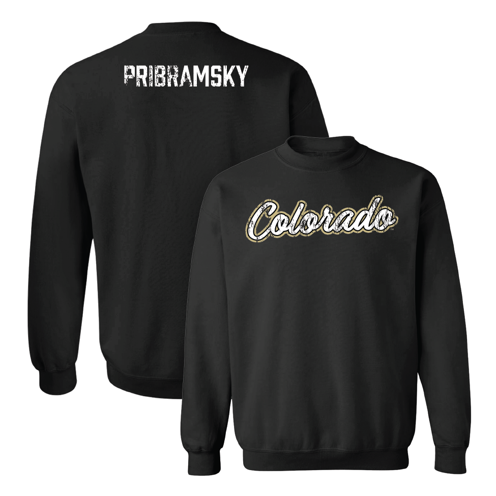 Women's Cross Country Black Script Crew  - Elliot Pribramsky