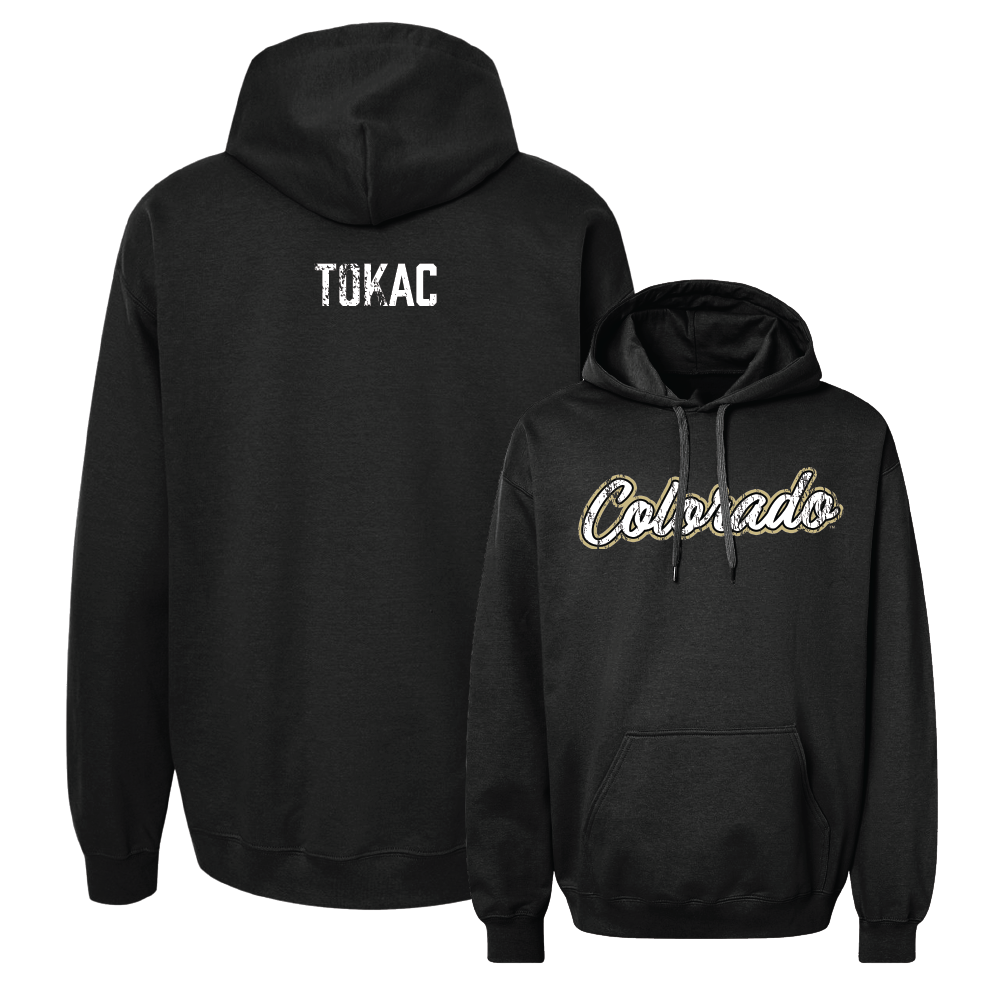 Women's Tennis Black Script Hoodie - Betina Tokac