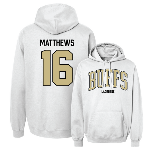 Women's Lacrosse White Arch Hoodie  - Avery Matthews